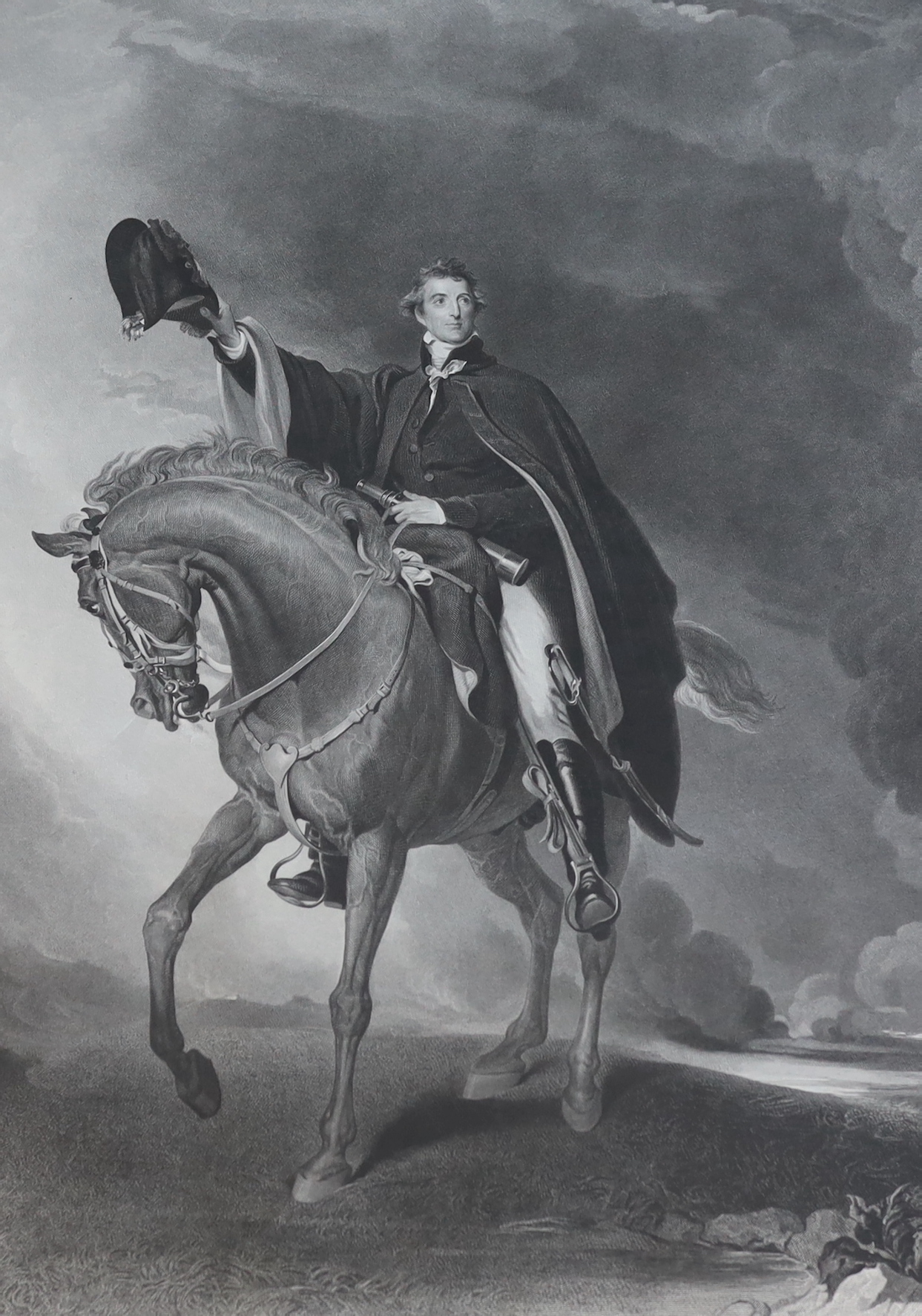 William Bromley after Sir Thomas Lawrence, etching and engraving, 'Portrait of His Grace The Duke of Wellington, mounted on his charger, Copenhagen, and in the costume he wore at the Battle of Waterloo', published by Moo